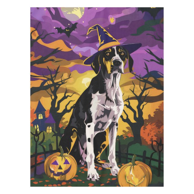 Mantel Treeing Walker Coonhound Halloween Bruja Calabaza (Anverso)
