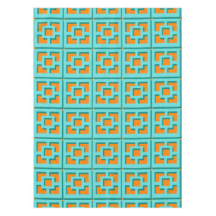 Mantel Trellis Tablecloth retro turquesa y Naranja