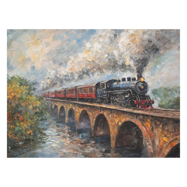 Mantel Tren de vapor en un puente - pintura al petróleo (Frente (Horizontal))