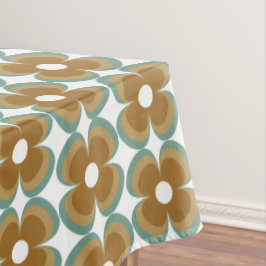 Mantel Trendy Teal Caramel Retro Groovy Flowers Seamless