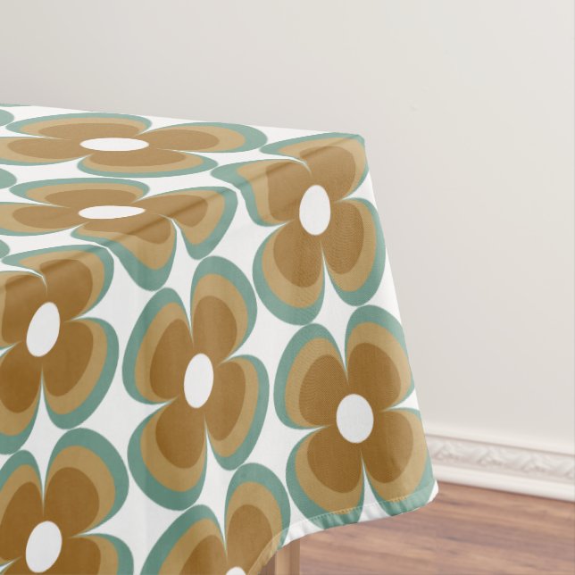 Mantel Trendy Teal Caramel Retro Groovy Flowers Seamless (In Situ)
