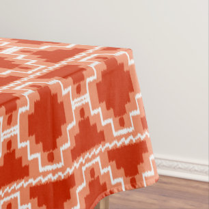 Mantel Tribal azteca de Ikat - moho, naranja y blanco
