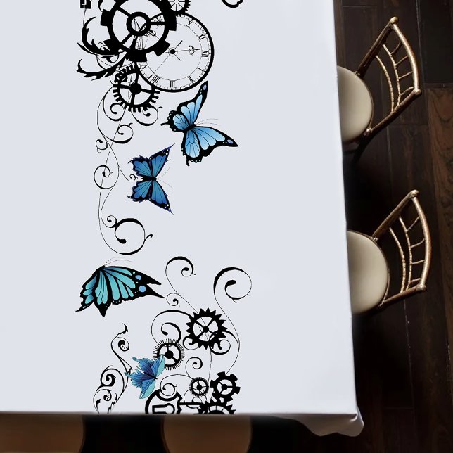 Mantel Tribal Steampunk Mariposas Azules Engranajes Remol (Subido por el creador)