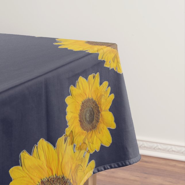 Mantel Trío de girasoles en azul oscuro (In Situ)