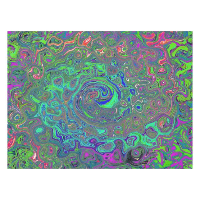 Mantel Trippy Chartreuse y Blue Retro Liquid Swirl (Frente (Horizontal))