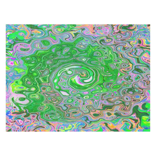 Mantel Trippy Lime Green y Pink Resumen Swirt Retro (Frente (Horizontal))