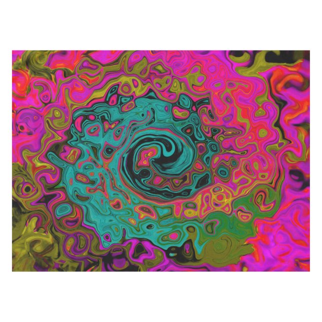 Mantel Trippy Turquoise Resumen Retro Liquid Swirl (Frente (Horizontal))