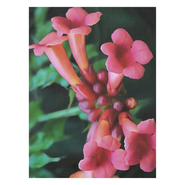 Mantel Trompeta rosada Castillo de Honeysuckle Arte Botán (Anverso)