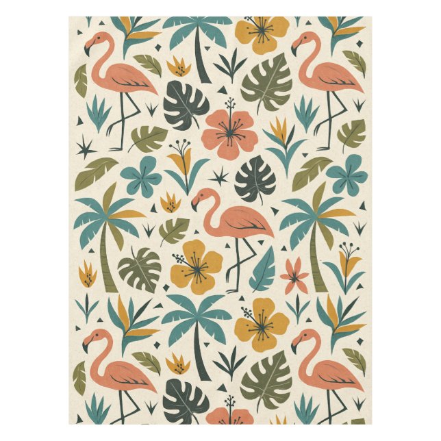 Mantel Tropical Flamingo and Palm Tree Pattern (Anverso)