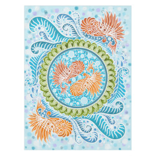 Mantel Tropical Koi Mandala   Vibrante Ocean Zen Art