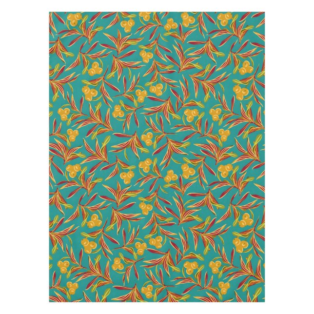 Mantel Tropical Pattern with Red and Yellow Leaves (Anverso)
