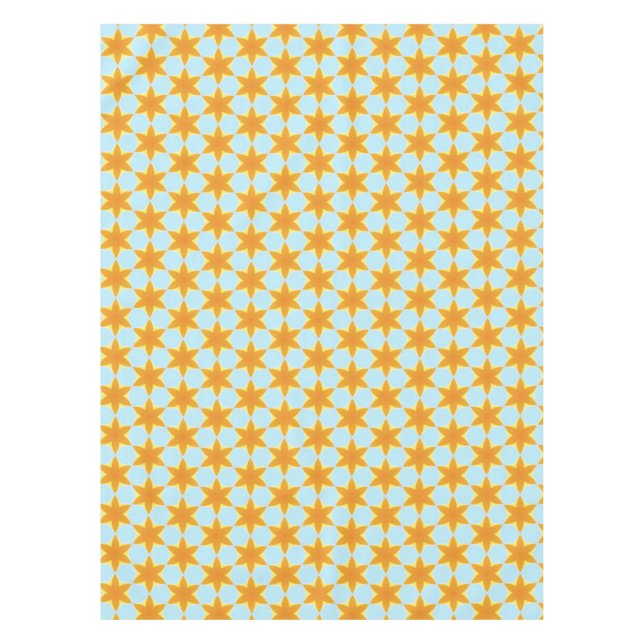 Mantel Tropical Starfruit Pattern Blue Orange  (Anverso)