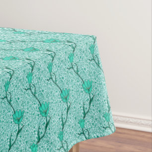 Mantel Tulip Damask de Art Nouveau, Turquesa