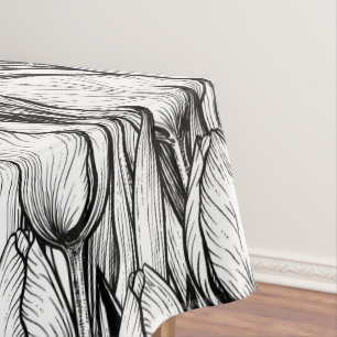 Mantel Tulipanes en blanco y negro