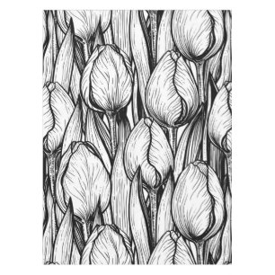 Mantel Tulipanes en blanco y negro