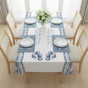 Mantel Tulipanes en el personalizable azul Delft