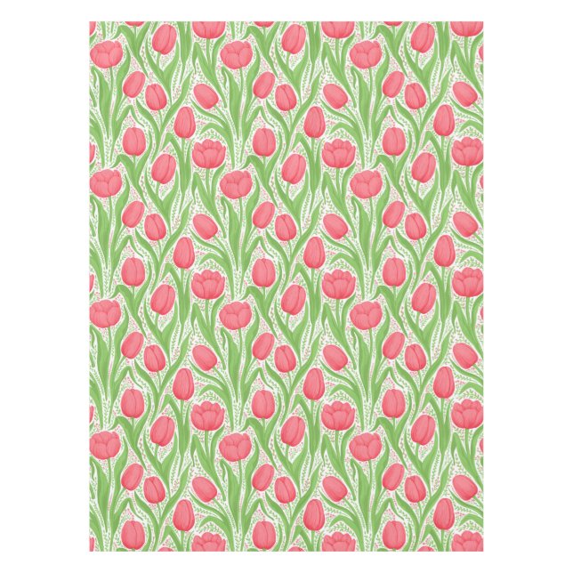 Mantel Tulipanes en rojo y verde (Anverso)
