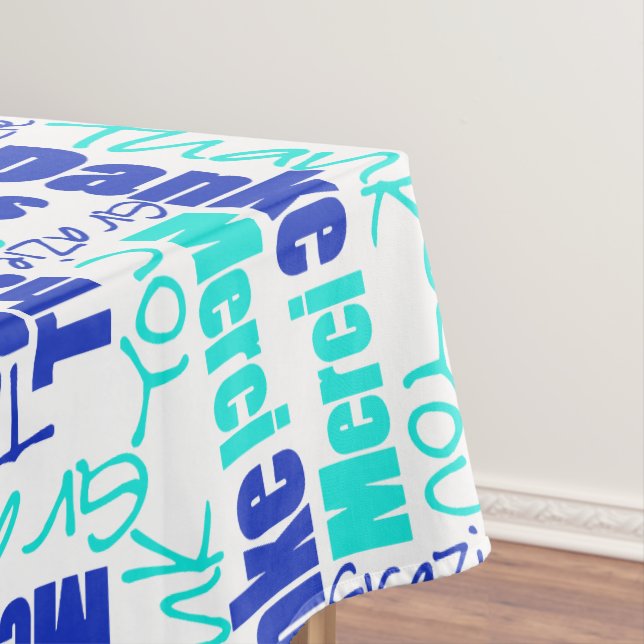 Mantel Turquesa azul multilingüe Gracias Tipografía (In Situ)