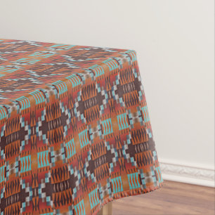 Mantel Turquesa Azul Oxidado Naranja Rojo Marrón Arte Tri