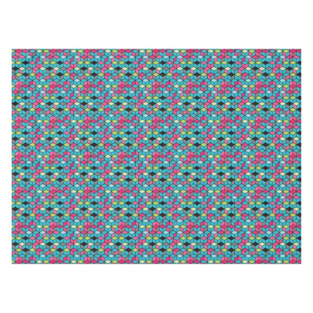 Mantel Turquesa y modelo rosado del cubo (Frente (Horizontal))
