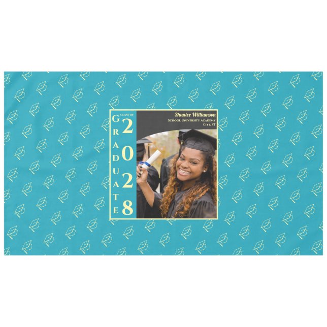 Mantel Turquoise Modern Graduation Photo Cap Pattern Tabl (Frente (Horizontal))