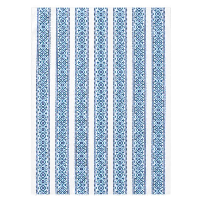 Mantel Ukrainian traditional vushuvanka folk pattern blue (Anverso)
