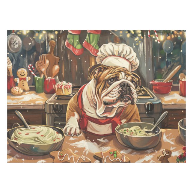 Mantel Último día feriado de bulldog: Navidades festivos (Frente (Horizontal))