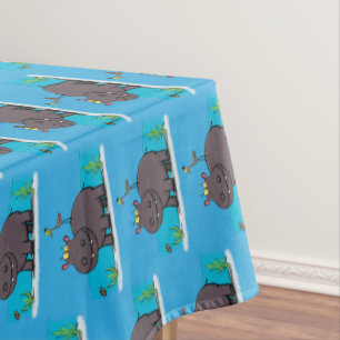 Mantel Un gracioso hipopótamo con personalizado de pájaro