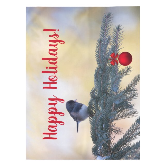 Mantel Un pájaro de nieve te desea unas vacaciones felice (Anverso)