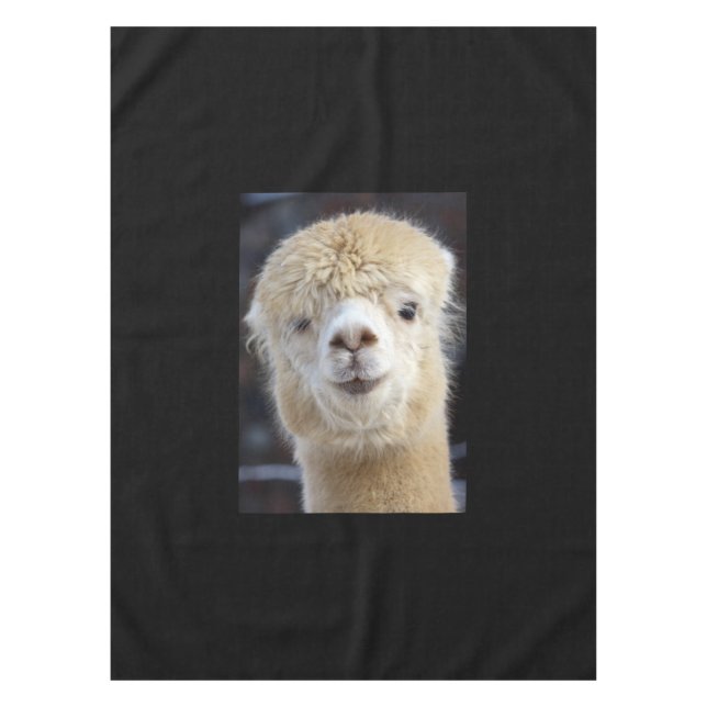Mantel Una cara adorable y esponjosa de una alpaca (Anverso)