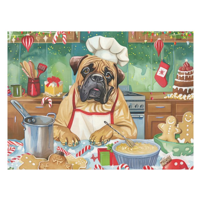 Mantel Vacaciones de Bullmastiff: Navidades festivos (Frente (Horizontal))