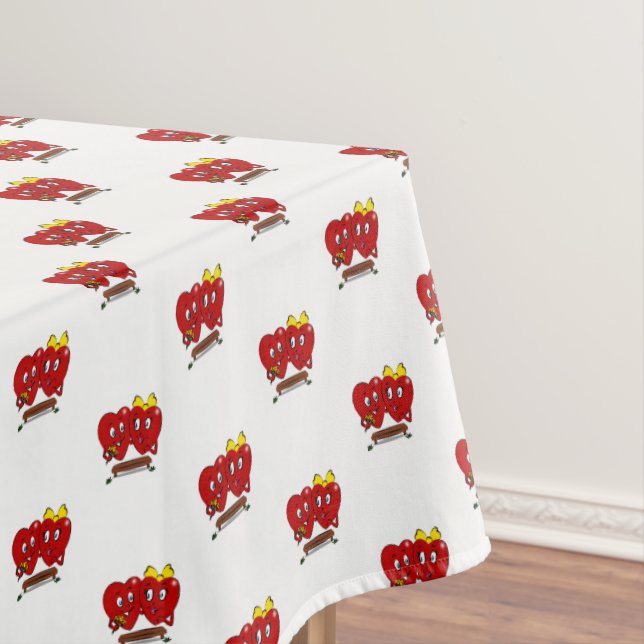 Mantel Valentine's Day Tablecloth Couple Red Hearts  (In Situ)