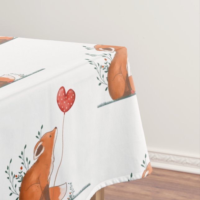 Mantel Valentine's Day Tablecloth Foxy Red Hearts  (In Situ)