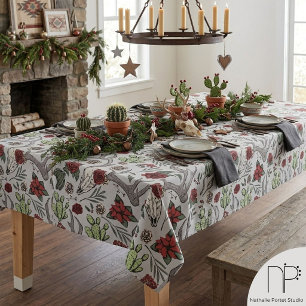 Mantel Vaquera Navideña de País Rojo y Verde Cuernos de A