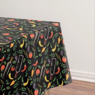 Mantel Vegetales y botellas Foodie Hipster Tablecloth