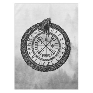 Mantel Vegvisir con Ouroboros y las runas - grayscale
