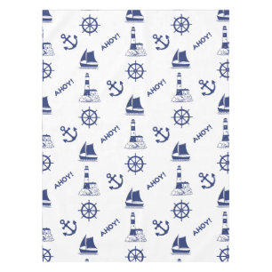 Mantel Vela Patrón ilustrativo Marina Azul+Blanco