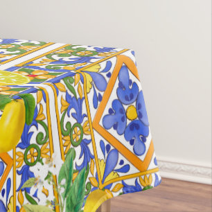 Mantel Verano, baldosas sicilianas, cítricos, majólica co