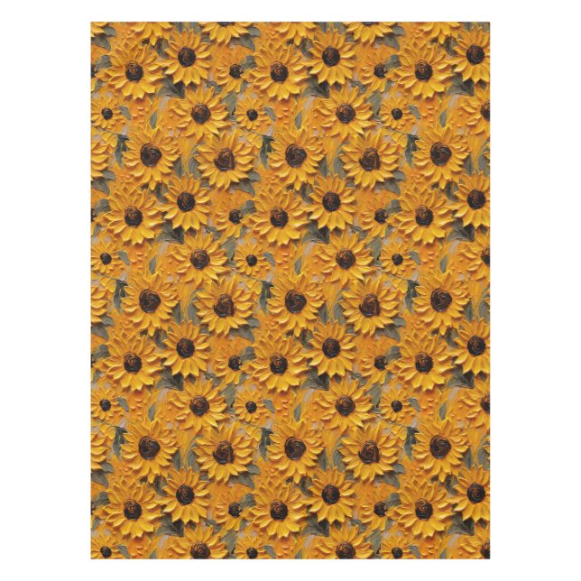 Mantel Verano Otoño Caída Amarillo Girasoles Marrón (Anverso)