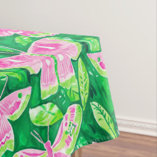 Mantel Verano Primavera de Moho Verde y Rosa Preppy