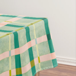 Mantel Verano retro verde y rosa a cuadros