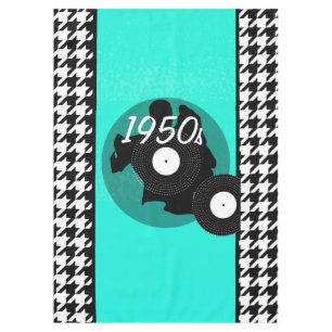 Mantel Verde azulado, negro y blanco con cuadros de época