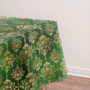 Mantel Verde festivo y damasco de Navidad de invierno con