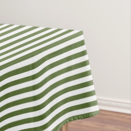 Mantel Verde Oliva y Raya Blanca