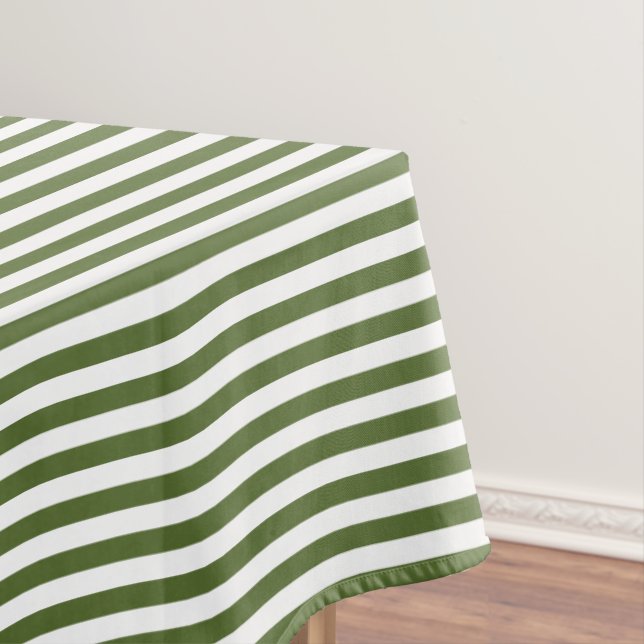 Mantel Verde Oliva y Raya Blanca (In Situ)