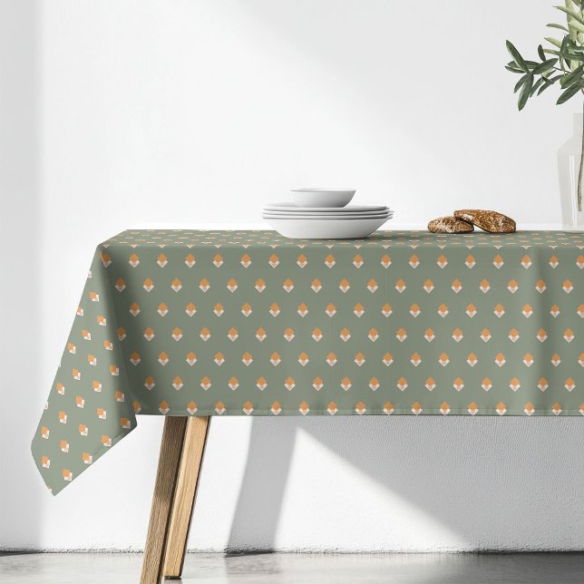 Mantel Verde Pastel Acento Floral Groovy 70 (Pastel Green Tablecloth Groovy 70s Floral Accent)