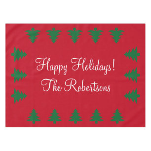 Mantel verde rojo personalizado del árbol de
