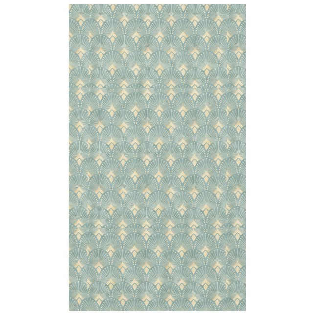 Mantel Verde sabio, crema, estampado art deco, cosecha, r (Anverso)