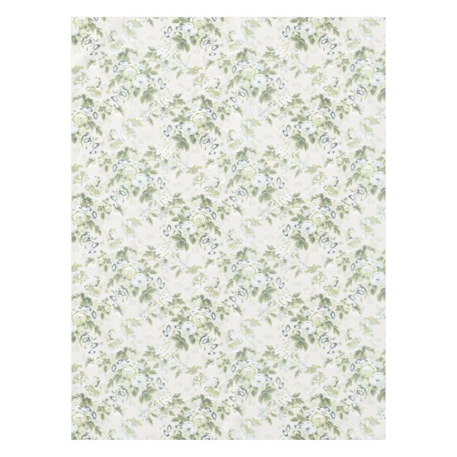 Mantel verde sabio inglés Chintz, rosa de col (Anverso)