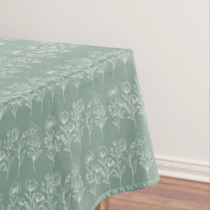 Mantel Verde Salvia Floral Boho Boda Verde